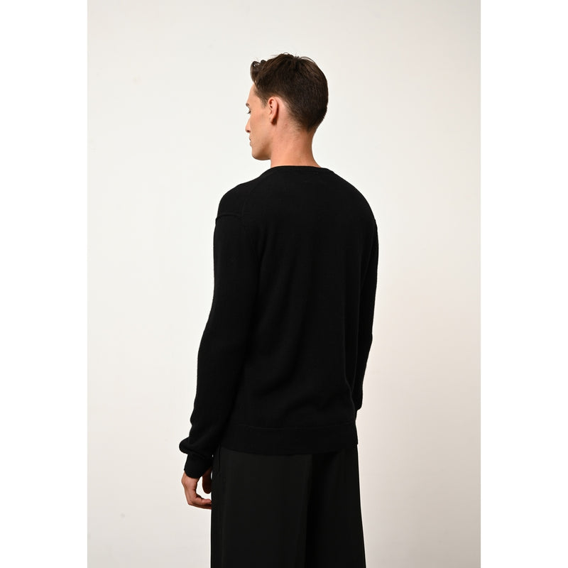 Pull de fin jersey à col droit homme