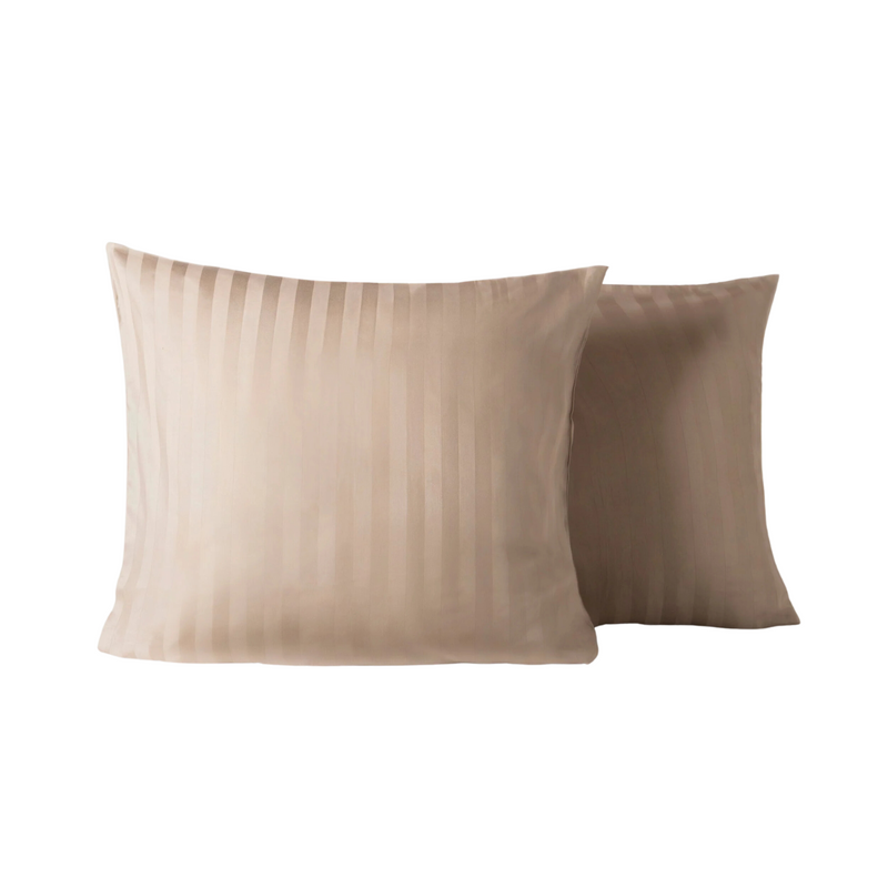 Lot de 2 taies d'oreiller en satin, oreiller satin 45 x 70 cm brun