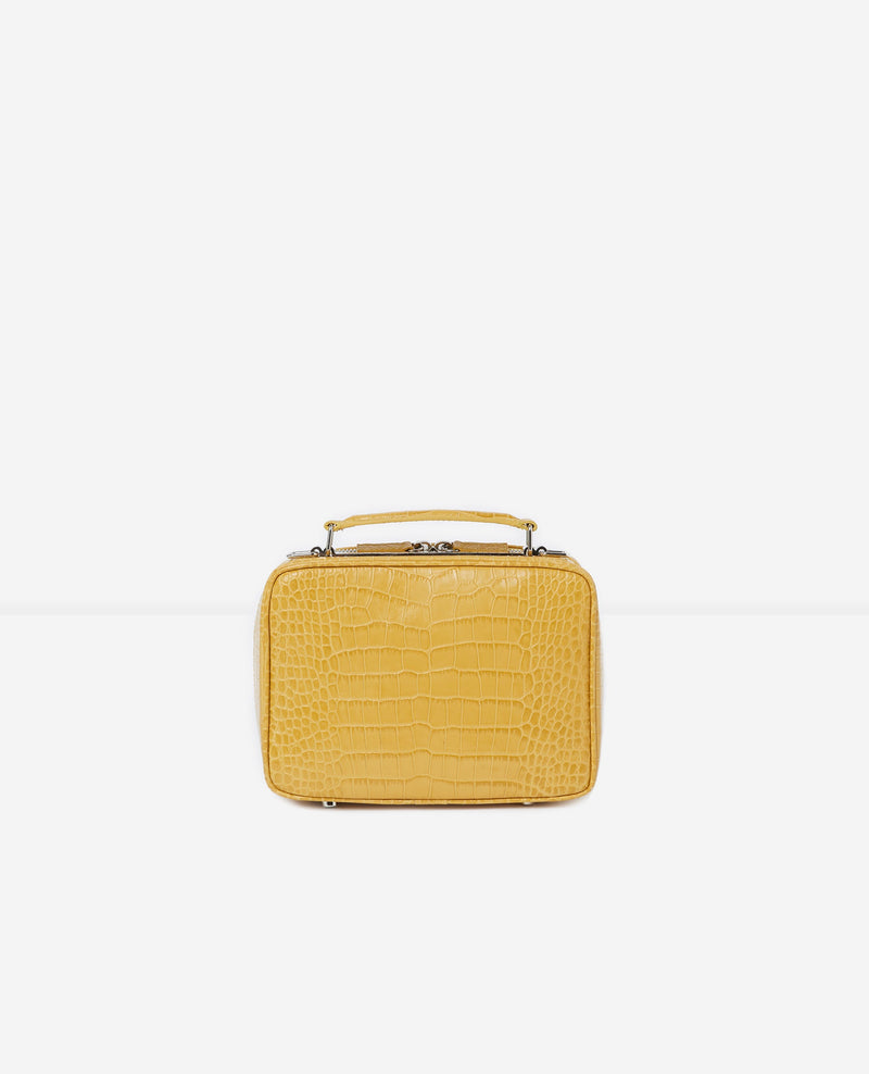 Sac Barbara Medium Jaune Effet Croco Femme The Bradery