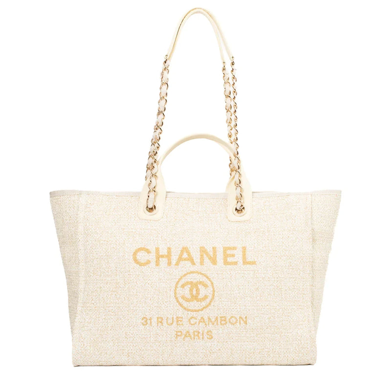 Chanel - Beige Cotton Deauville Bag